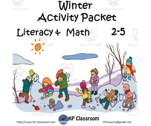 Winter No Prep Literacy and Math Activity Packet for 2-5