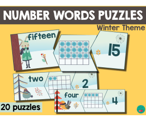 Winter Number Words Puzzles