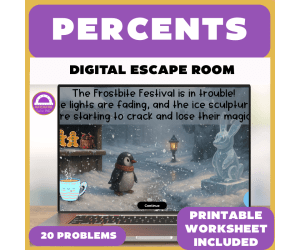 Winter Percents Word Problems Digital Escape Room