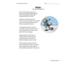Winter Reading Comprehension Worksheet