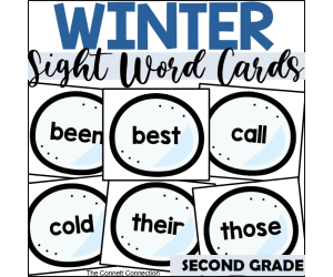 Winter Sight Word Cards for Second Grade