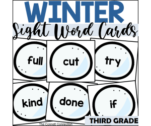 Winter Sight Word Cards for Third Grade