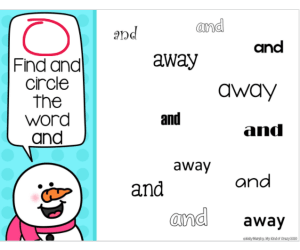 Winter Sight Words, Dolche Pre-Primer