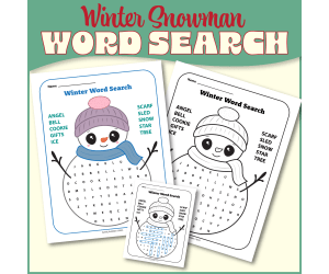 Winter Snowman Word Search - NO PREP