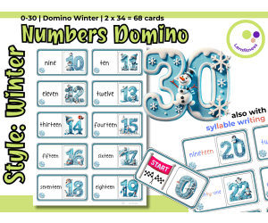 Winter-Themed Numbers Domino Game: Fun Learning for Elementary and ESL