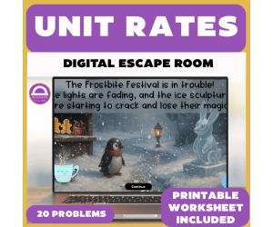 Winter Unit Rates Word Problems Digital Escape Room