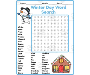 Winter Word Search 2rd 3th 4th 5th Grade worksheet activity