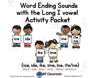 Word Ending Sounds with the Long I Vowel Activity Packet and Worksheets