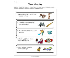 Word Meaning Worksheet