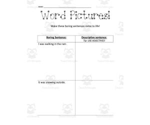 Word Pictures Description Activity