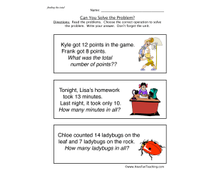 Word Problems Solving Worksheet