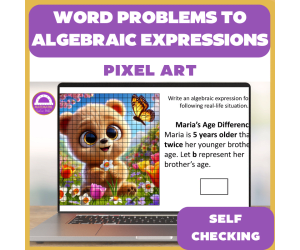 Word Problems to Algebraic Expressions Pixel Art