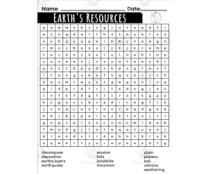 Word Search: Earth's Resources
