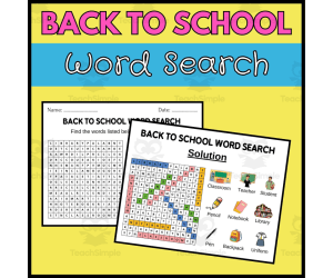 Word Search Puzzle: Back to School
