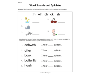 Word Sounds and Syllables Worksheet