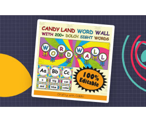 Word Wall Classroom Decoration in Candy Land Theme - 100% Editable