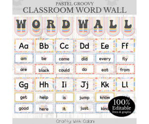 Word Wall Classroom Decoration in Pastel Groovy Theme - 100% Editable