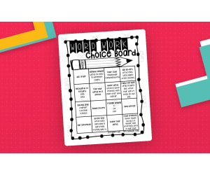 Word Work Choice Board β 16 Spelling Activities