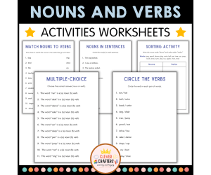 Words as Nouns and Verbs – Nouns and Verbs Grammar Worksheets
