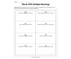 Words with Multiple Meanings Worksheet