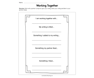 Working Together Worksheet