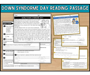 World Down Syndorme Day Reading Comprehension Passage and Questions