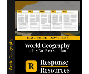 World Geography Emergency Sub Plans - 5 Days No Prep Worksheets