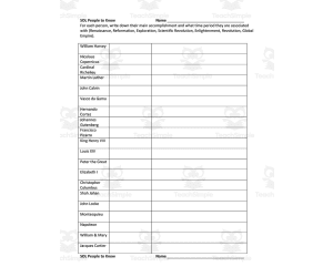 World History II: People to Know Worksheet