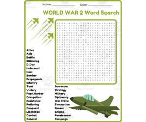 WORLD WAR 2 Word Search Puzzle Worksheet Activity - World History
