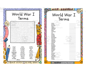 World War I Terms word search and word scramble