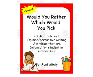 Would You Rather | Opinion Writing Activities