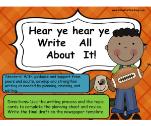 Write All About It Newspaper Writing Activity