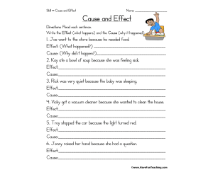 Write Cause and Effect Worksheet