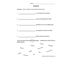 Write the Subject Worksheet