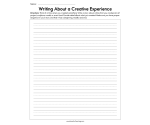 Writing about a Creative Experience Worksheet