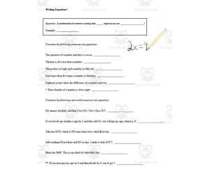 Writing Equations Guided Notes + Homework Set