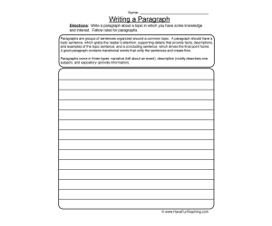Writing Paragraphs Worksheet