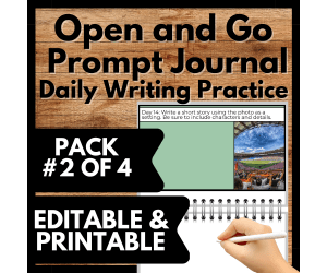 Writing Prompt Journal, 45-Days Warm-Up, Editable #2