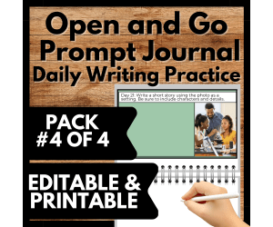 Writing Prompt Journal, 45-Days Warm-Up, Editable #4