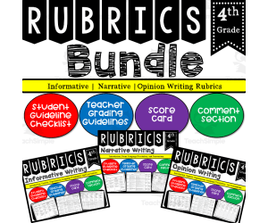 Writing Rubric BUNDLE for 4th Grade with Checklist