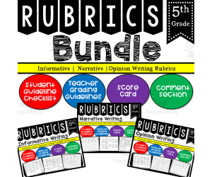 Writing Rubric BUNDLE for 5th Grade with Checklist