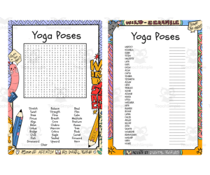 Yoga Poses word search and word scramble