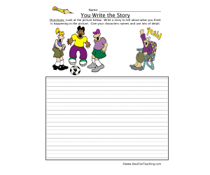 You Write the Story Soccer Picture Worksheet