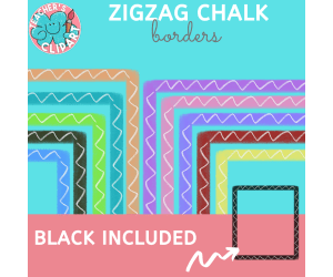 Zigzag Chalk Borders/Frames in different colors (Letter size)