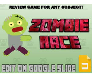 Zombie Race Review Game (Editable in Google Slides)