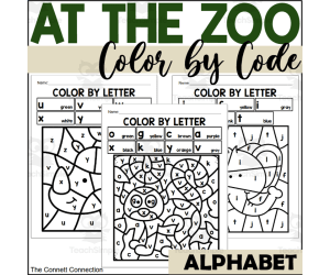 Zoo Alphabet Color by Code for Lowercase Letters
