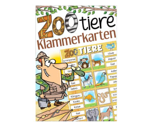 Zoo Animals Clip Cards for Practicing Spelling & Vocabulary (German)