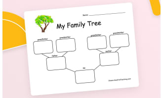 1-Child Family Tree Worksheet for Kids