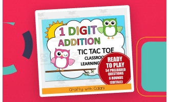 1 Digit Addition Tic Tac Toe  Math Classroom Game  in Owl Theme