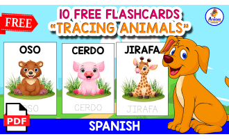 10 ANIMALS IN SPANISH | FOR TRACING | FREE RESOURCE